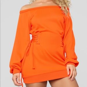 Orange sweater dress